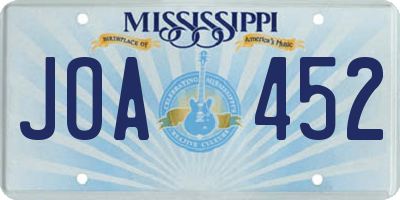 MS license plate JOA452
