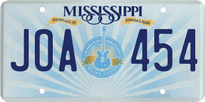MS license plate JOA454