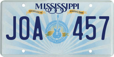 MS license plate JOA457