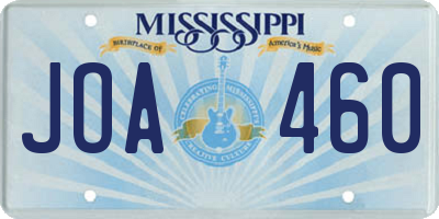 MS license plate JOA460