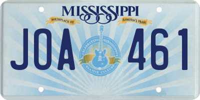 MS license plate JOA461
