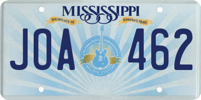 MS license plate JOA462