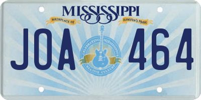 MS license plate JOA464