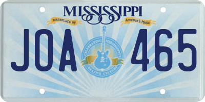 MS license plate JOA465