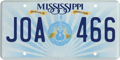 MS license plate JOA466