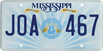 MS license plate JOA467