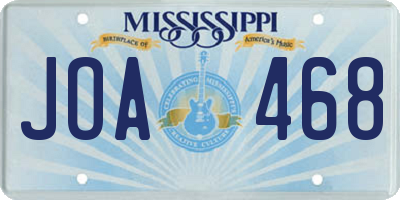 MS license plate JOA468