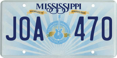 MS license plate JOA470