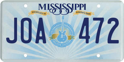 MS license plate JOA472