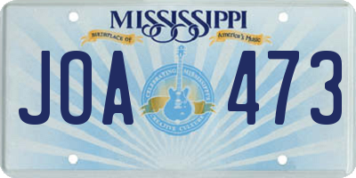 MS license plate JOA473