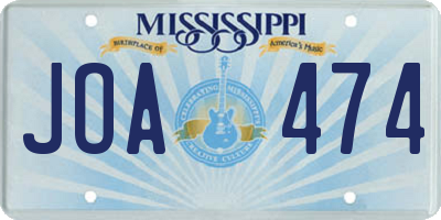 MS license plate JOA474