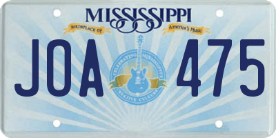 MS license plate JOA475