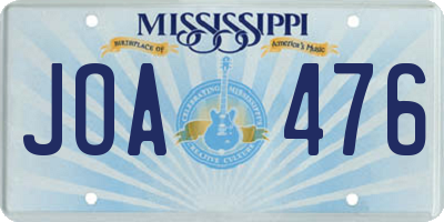 MS license plate JOA476