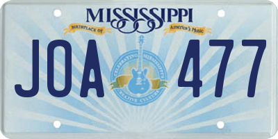 MS license plate JOA477