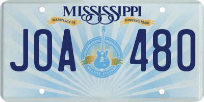 MS license plate JOA480