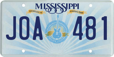 MS license plate JOA481