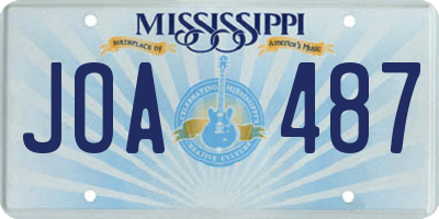 MS license plate JOA487
