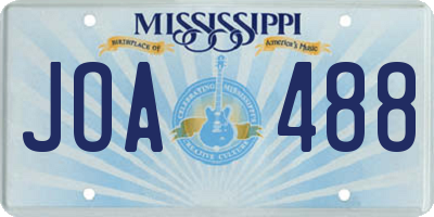 MS license plate JOA488