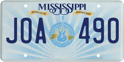 MS license plate JOA490