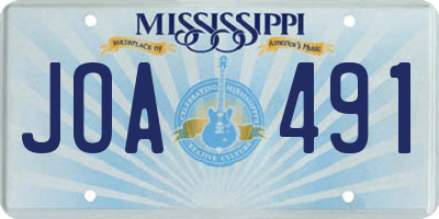 MS license plate JOA491