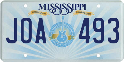 MS license plate JOA493