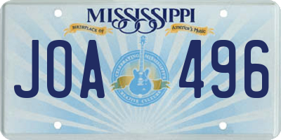 MS license plate JOA496