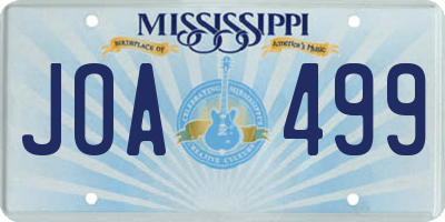 MS license plate JOA499
