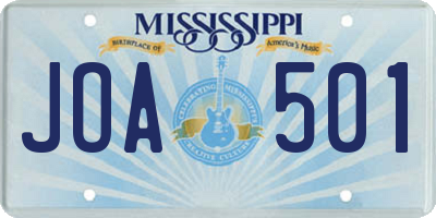 MS license plate JOA501