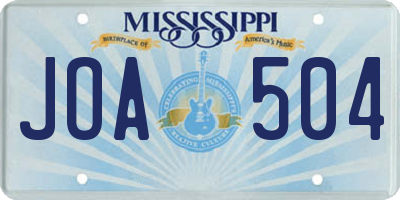 MS license plate JOA504