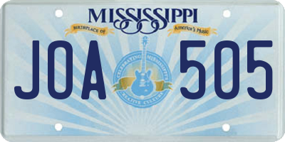 MS license plate JOA505