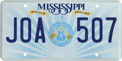MS license plate JOA507