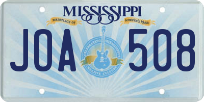 MS license plate JOA508