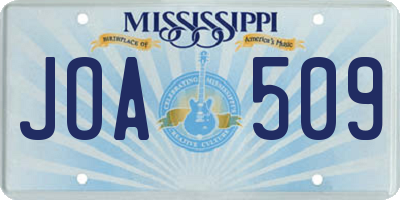 MS license plate JOA509