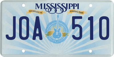 MS license plate JOA510