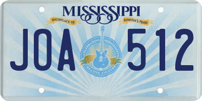 MS license plate JOA512