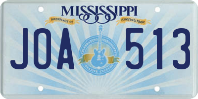 MS license plate JOA513