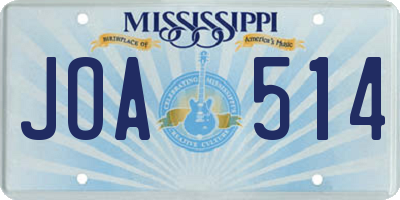 MS license plate JOA514