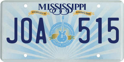 MS license plate JOA515