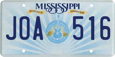 MS license plate JOA516