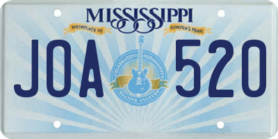 MS license plate JOA520