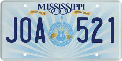 MS license plate JOA521