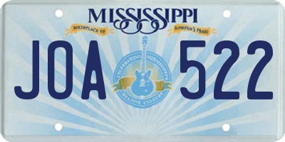 MS license plate JOA522