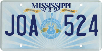 MS license plate JOA524