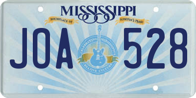 MS license plate JOA528