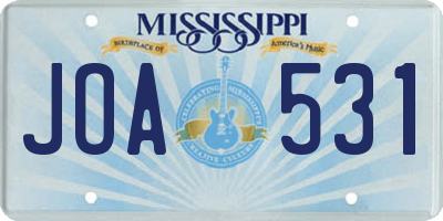 MS license plate JOA531
