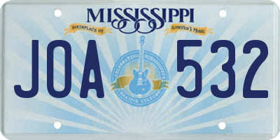 MS license plate JOA532