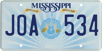 MS license plate JOA534