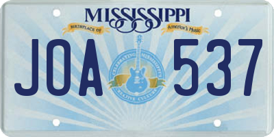 MS license plate JOA537