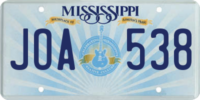 MS license plate JOA538