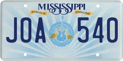 MS license plate JOA540